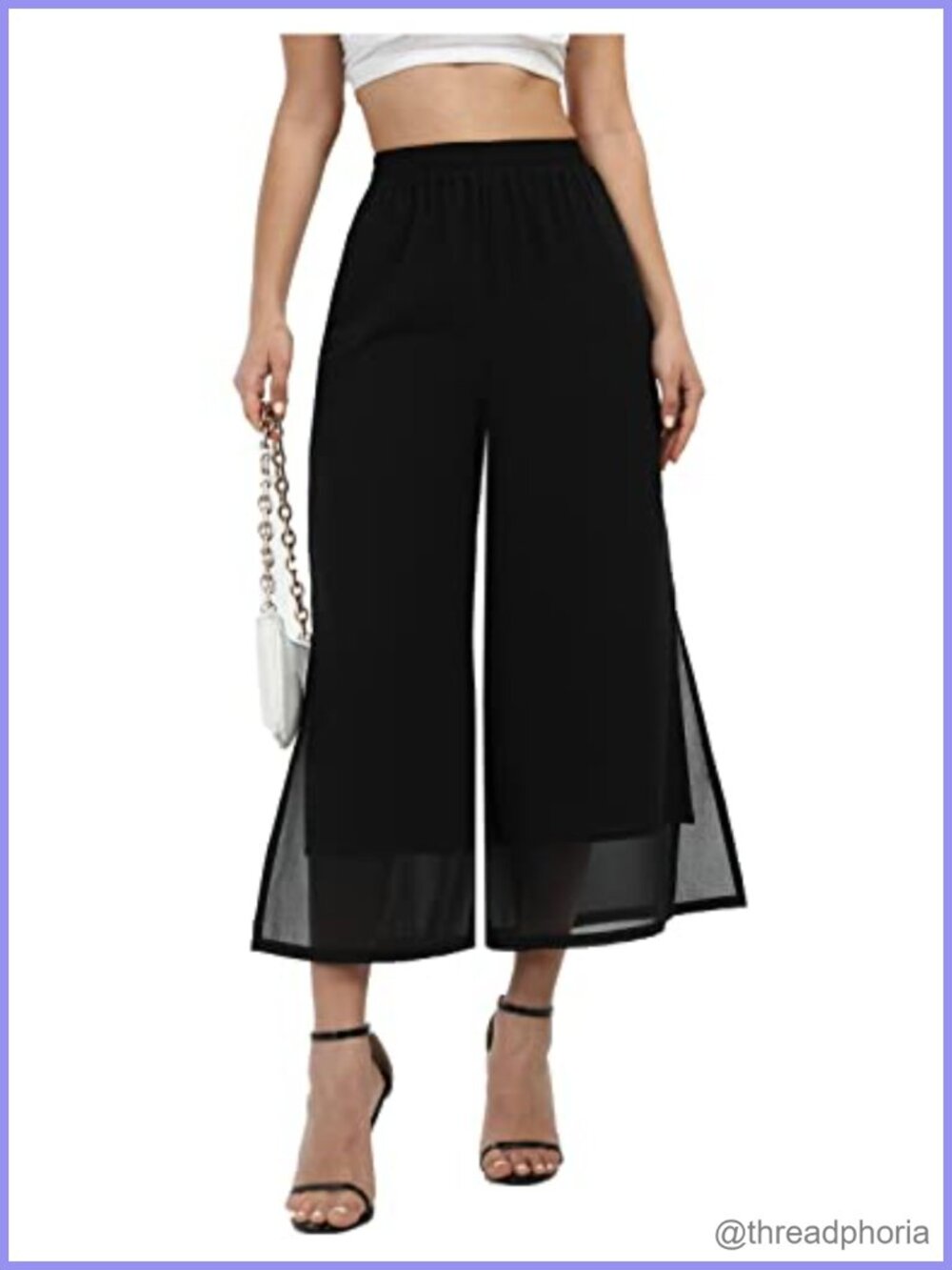 Wide Leg Palazzo Capri Pants Chiffon Cropped High Waist Summer Beach Casual